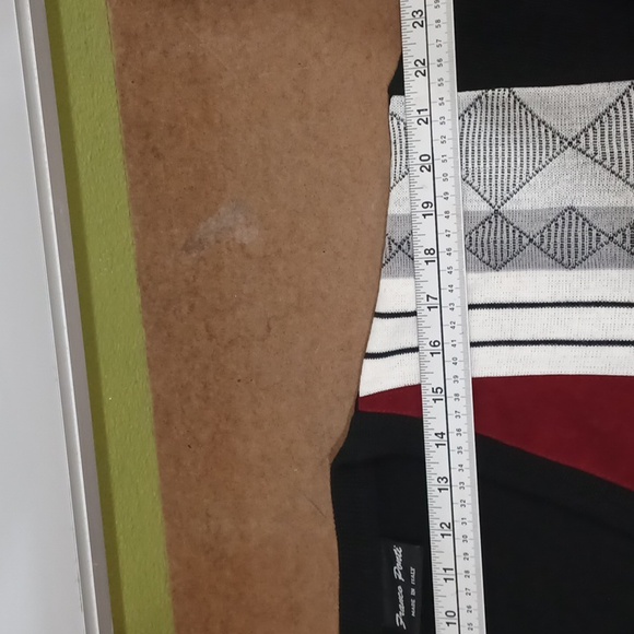 Franco Ponti Vtg Men's XL geo-color block Vneck Wool/Acrylic Sweater - Picture 8 of 13